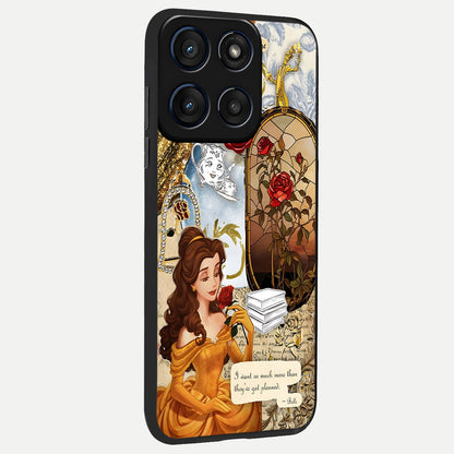  Golden Dream Belle back cover For Moto Edge 60 slim fit glass case with vibrant aesthetic design