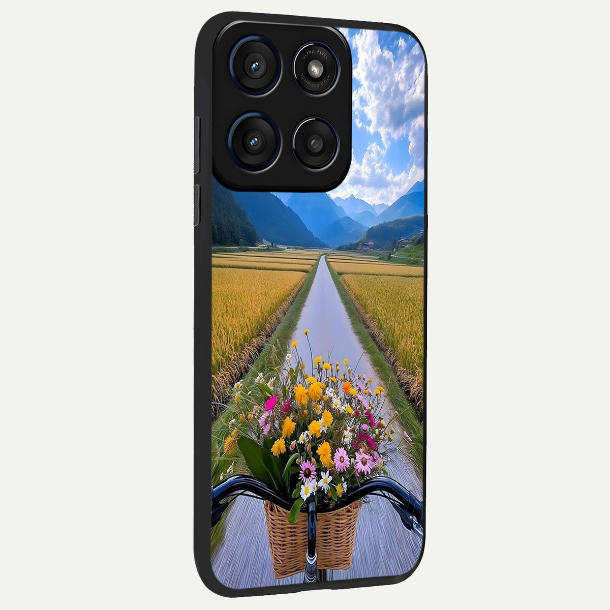  Golden Field Journey back cover For Moto Edge 60 slim fit glass case with vibrant aesthetic design