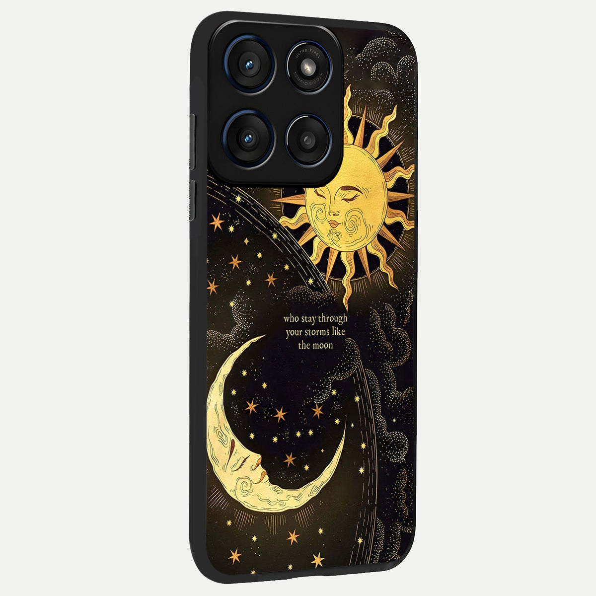  Golden Lunar Love back cover For Moto Edge 60 slim fit glass case with vibrant aesthetic design