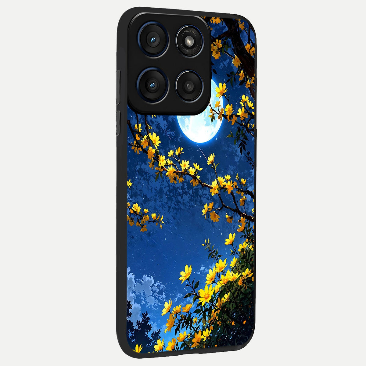  Golden Night Glow back cover For Moto Edge 60 slim fit glass case with vibrant aesthetic design