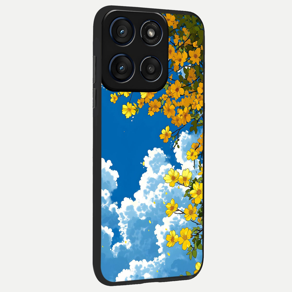  Golden Petal Sky back cover For Moto Edge 60 slim fit glass case with vibrant aesthetic design