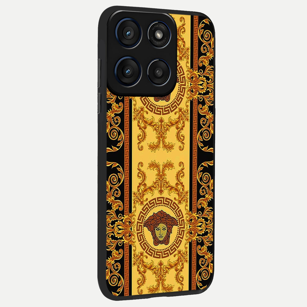  Golden Royal Heritage back cover For Moto Edge 60 slim fit glass case with vibrant aesthetic design