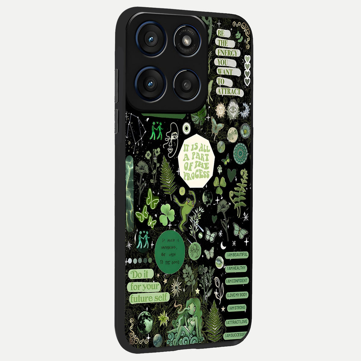 Green Mandala Pattern back cover For Moto Edge 60 slim fit glass case with vibrant aesthetic design