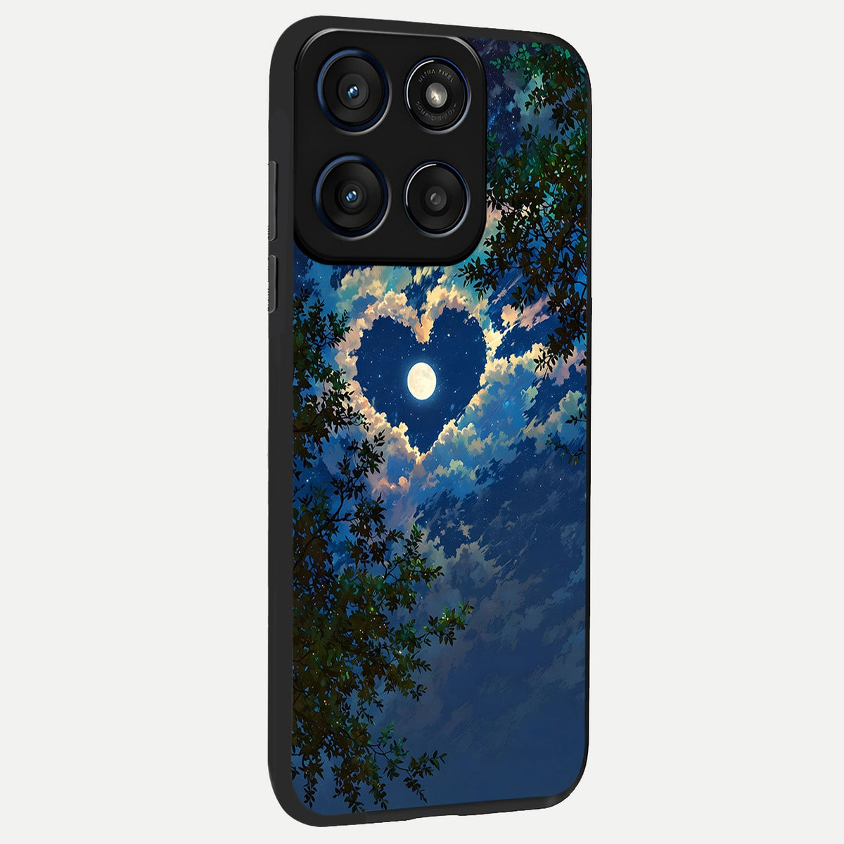  Heart With Moon Sky back cover For Moto Edge 60 slim fit glass case with vibrant aesthetic design