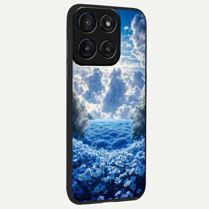  Heavenly Daisy Horizon back cover For Moto Edge 60 slim fit glass case with vibrant aesthetic design
