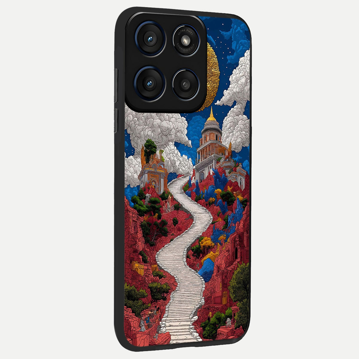  Heavenly Moon Path back cover For Moto Edge 60 slim fit glass case with vibrant aesthetic design
