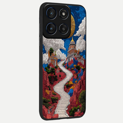  Heavenly Moon Path back cover For Moto Edge 60 slim fit glass case with vibrant aesthetic design