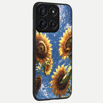 Heavenly Sunflower Rise back cover For Moto Edge 60 slim fit glass case with vibrant aesthetic design