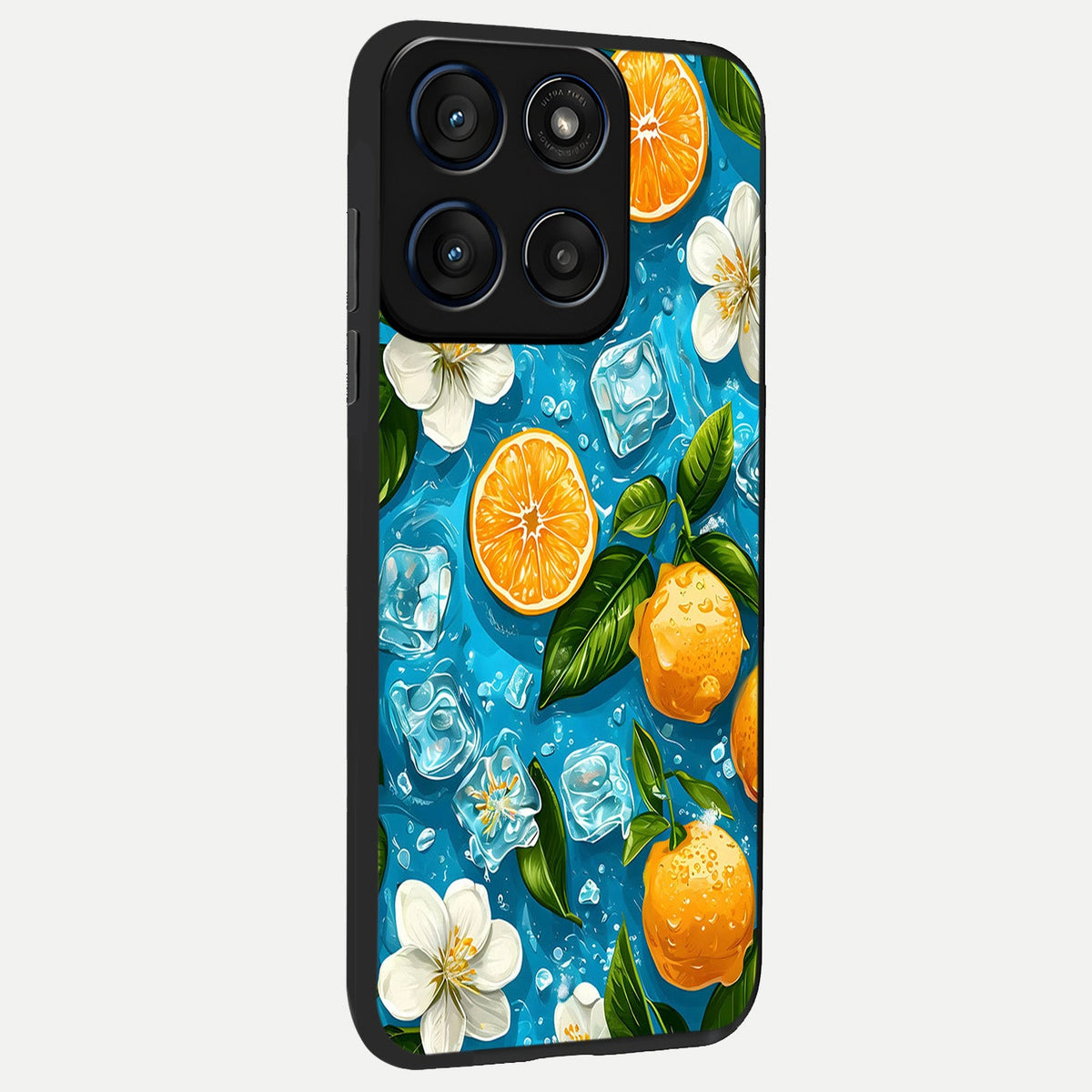  Ice Cube With Orange back cover For Moto Edge 60 slim fit glass case with vibrant aesthetic design