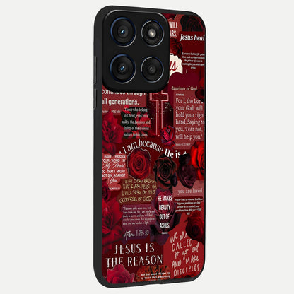  Jesus Love Heals back cover For Moto Edge 60 slim fit glass case with vibrant aesthetic design