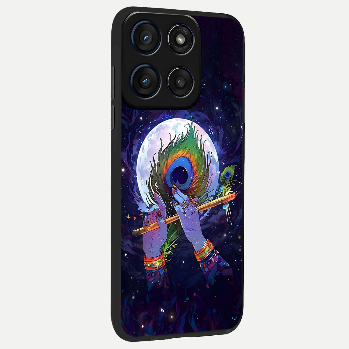  Krishna Hands Art back cover For Moto Edge 60 slim fit glass case with vibrant aesthetic design