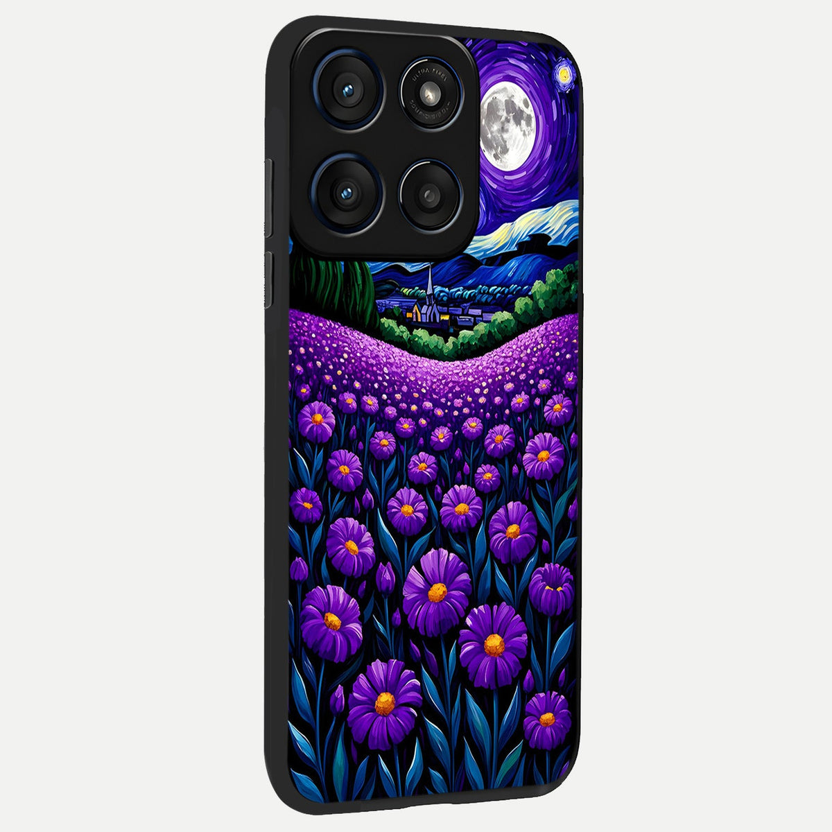  Lavender Moon Field back cover For Moto Edge 60 slim fit glass case with vibrant aesthetic design