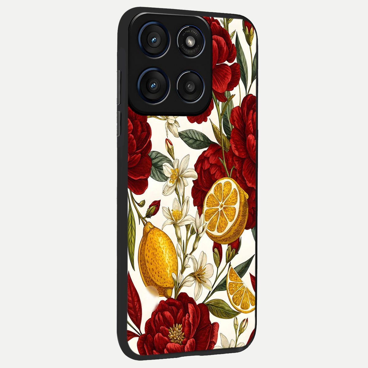  Lemon Rose Charm back cover For Moto Edge 60 slim fit glass case with vibrant aesthetic design