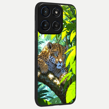  Leopard in Jungle back cover For Moto Edge 60 slim fit glass case with vibrant aesthetic design