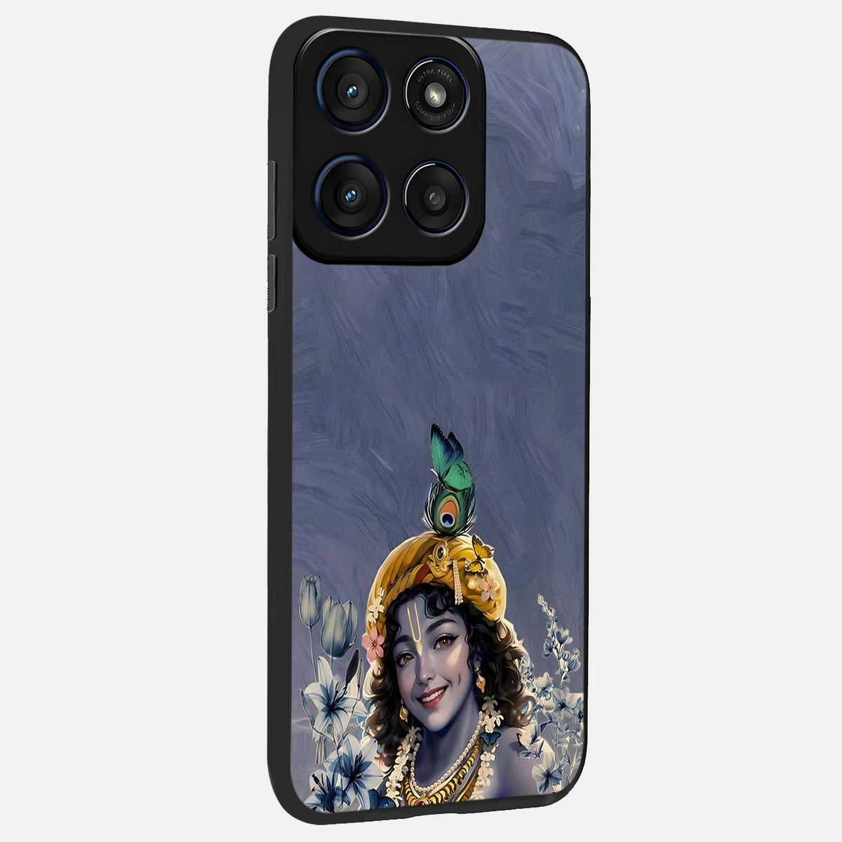  Lord Krishna back cover For Moto Edge 60 slim fit glass case with vibrant aesthetic design