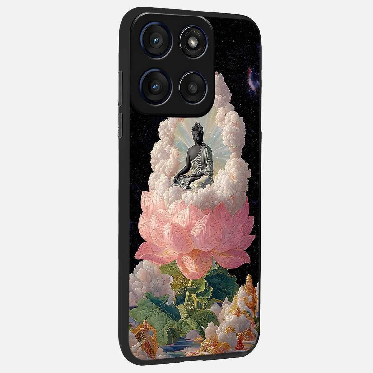  Lotus Divine Peace back cover For Moto Edge 60 slim fit glass case with vibrant aesthetic design