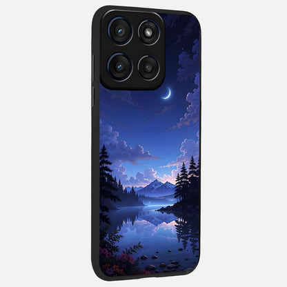  Midnight Lake Peace back cover For Moto Edge 60 slim fit glass case with vibrant aesthetic design