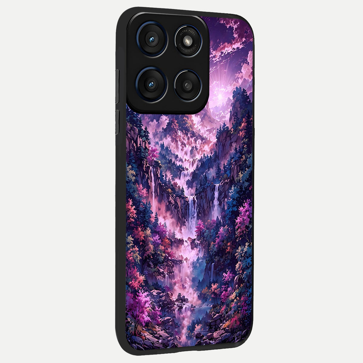  Mystic Cascade Peaks back cover For Moto Edge 60 slim fit glass case with vibrant aesthetic design