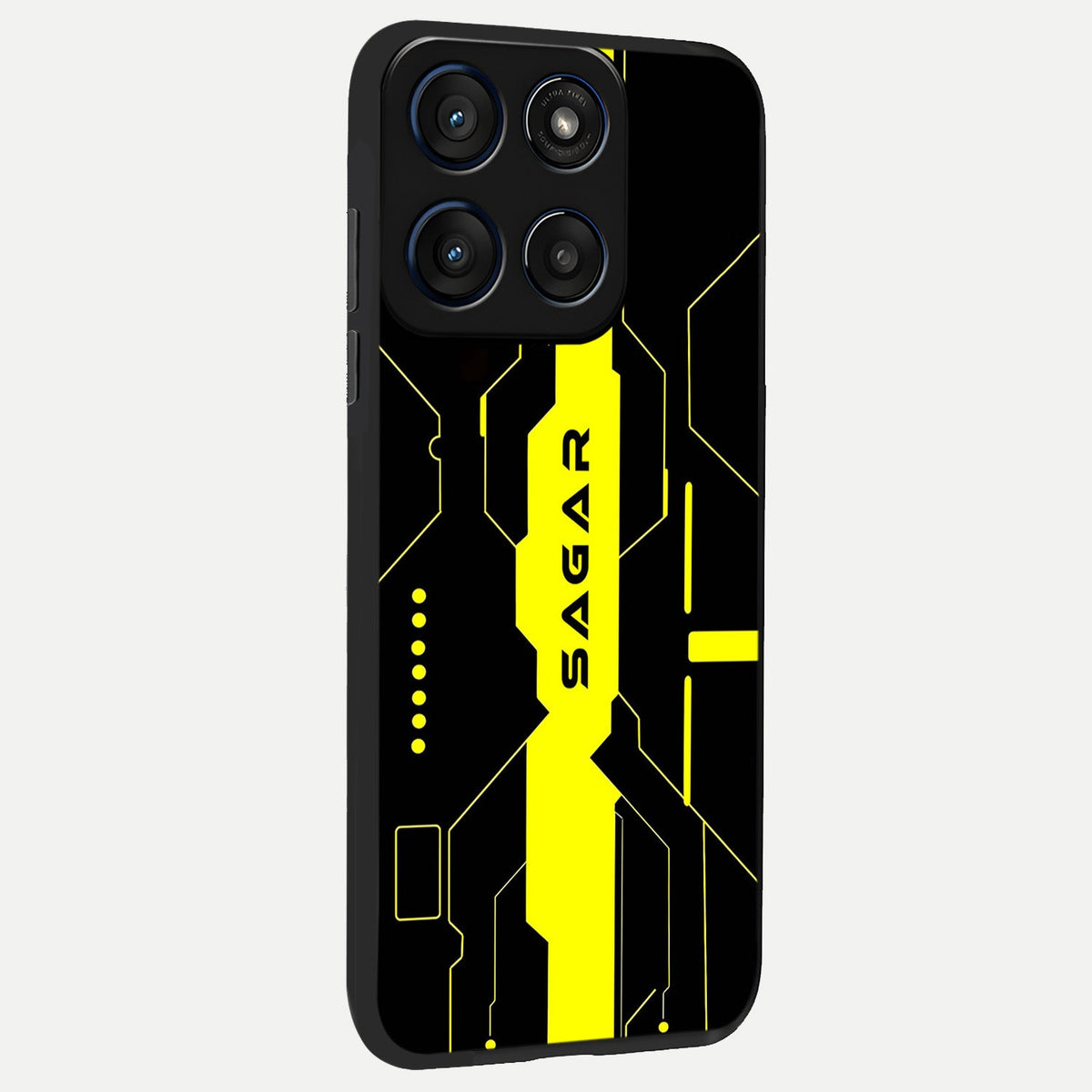  Neon CYBERPUNK Custom Name back cover For Moto Edge 60 slim fit glass case with vibrant aesthetic design