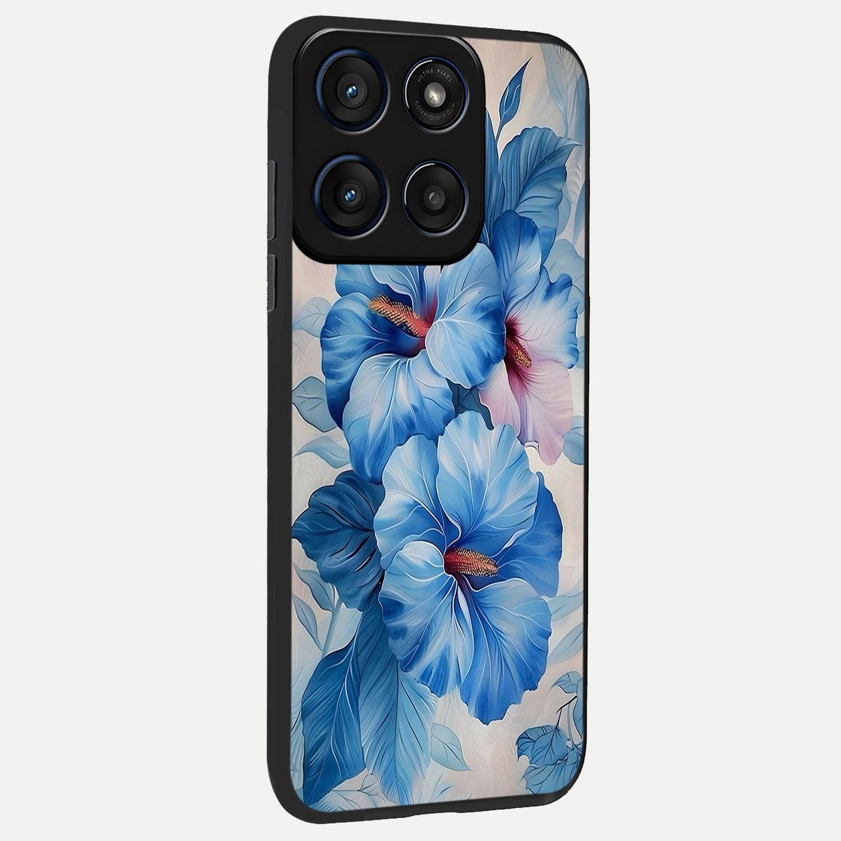  Ocean Hibiscus Grace back cover For Moto Edge 60 slim fit glass case with vibrant aesthetic design