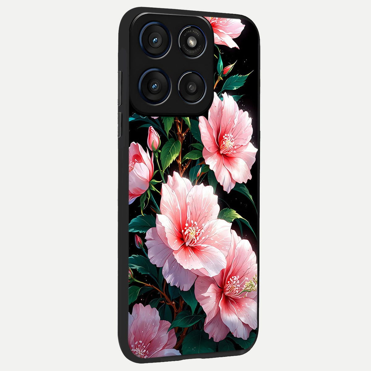  Peach Flower back cover For Moto Edge 60 slim fit glass case with vibrant aesthetic design