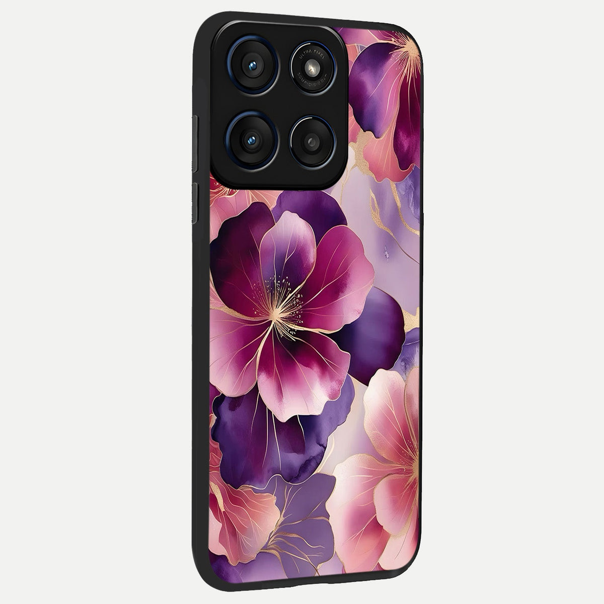  Pink Bouquet Florals back cover For Moto Edge 60 slim fit glass case with vibrant aesthetic design