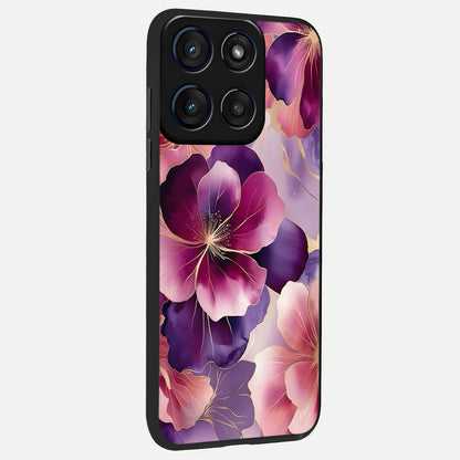  Pink Bouquet Florals back cover For Moto Edge 60 slim fit glass case with vibrant aesthetic design