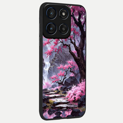  Pink Sunflower Glow back cover For Moto Edge 60 slim fit glass case with vibrant aesthetic design