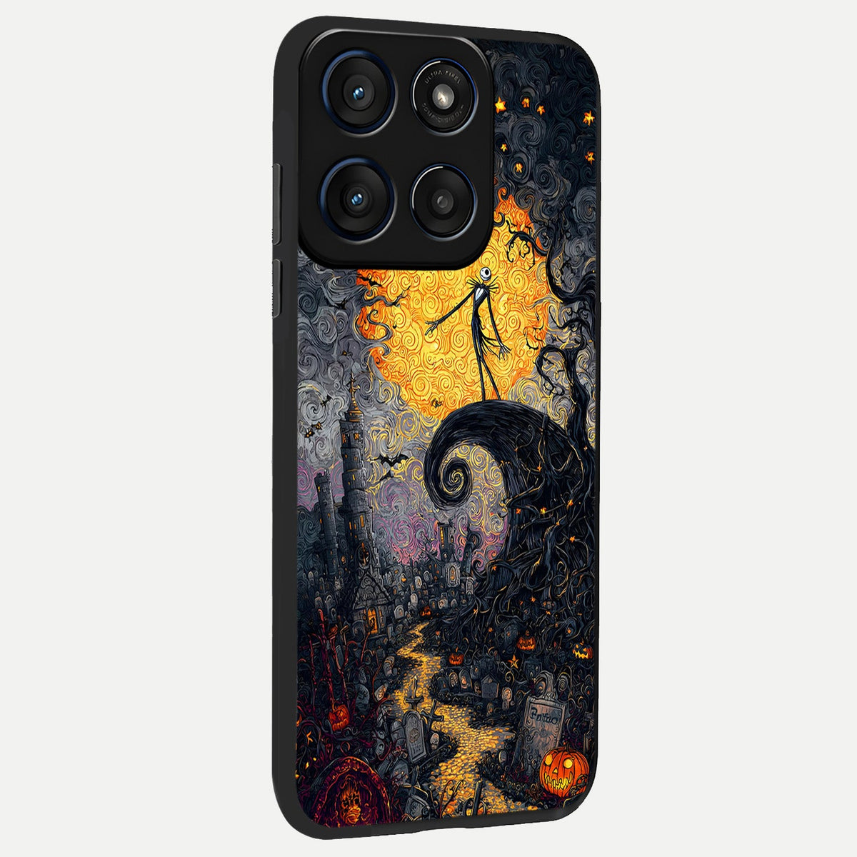  Pumpkin Moon Night back cover For Moto Edge 60 slim fit glass case with vibrant aesthetic design