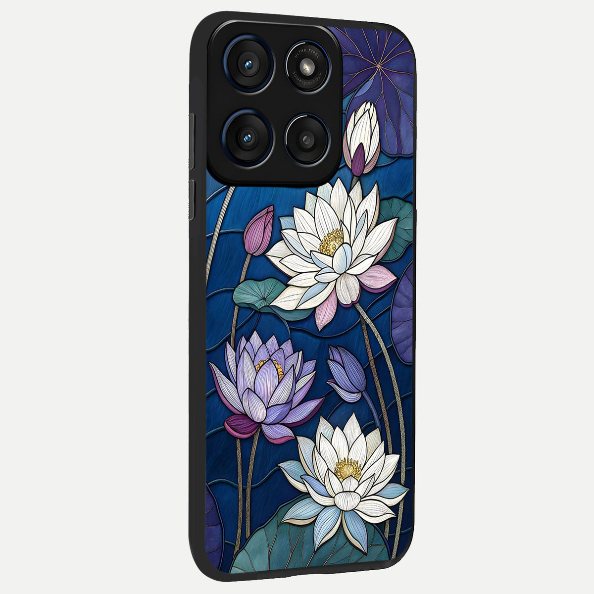  Purple Lotus Stained back cover For Moto Edge 60 slim fit glass case with vibrant aesthetic design