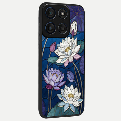 Purple Lotus Stained back cover For Moto Edge 60 slim fit glass case with vibrant aesthetic design