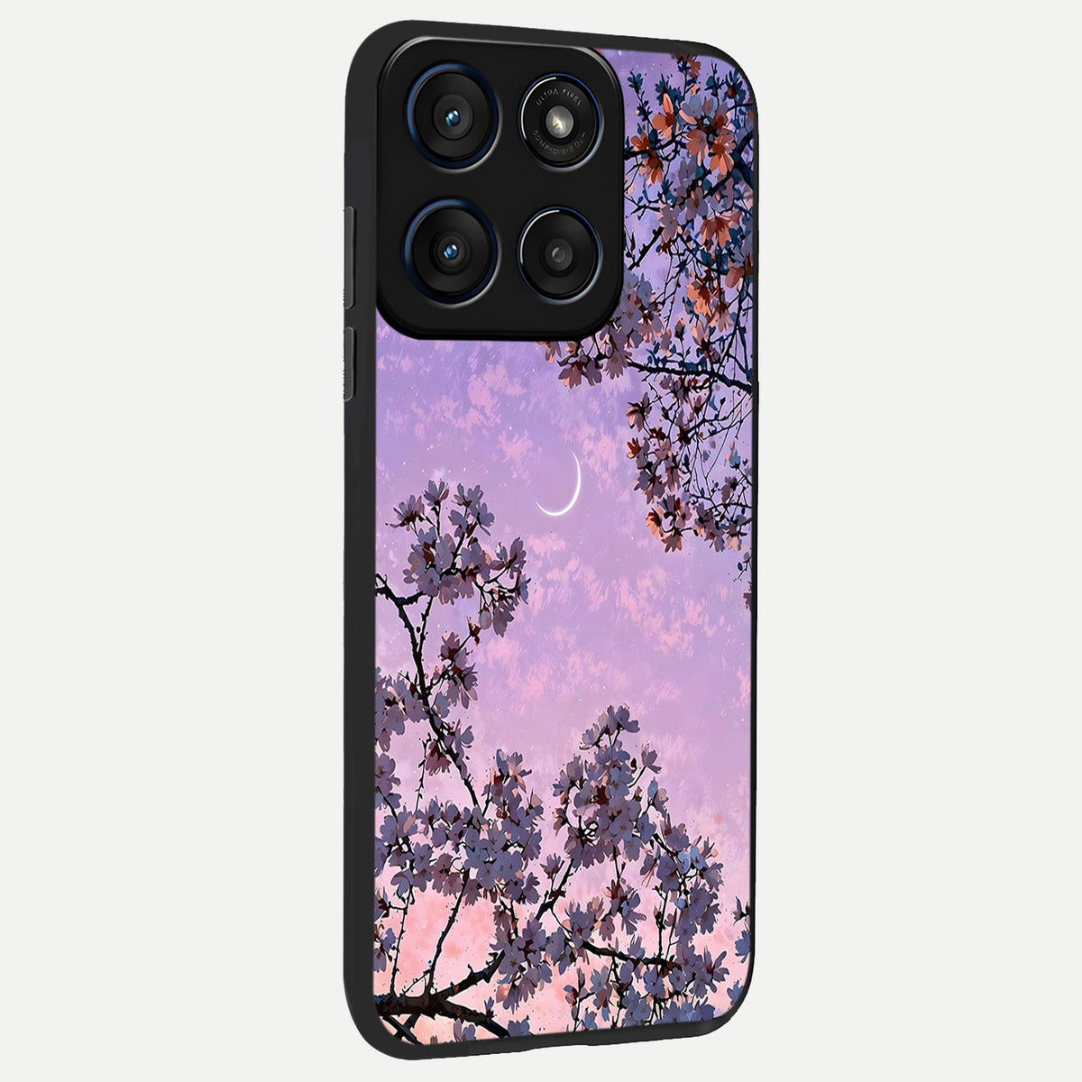  Purple Serenity Moon back cover For Moto Edge 60 slim fit glass case with vibrant aesthetic design
