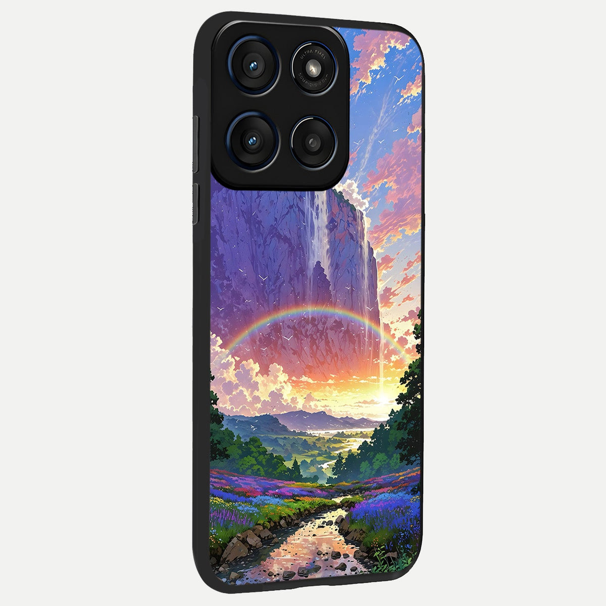  Rainbow Valley Dream back cover For Moto Edge 60 slim fit glass case with vibrant aesthetic design