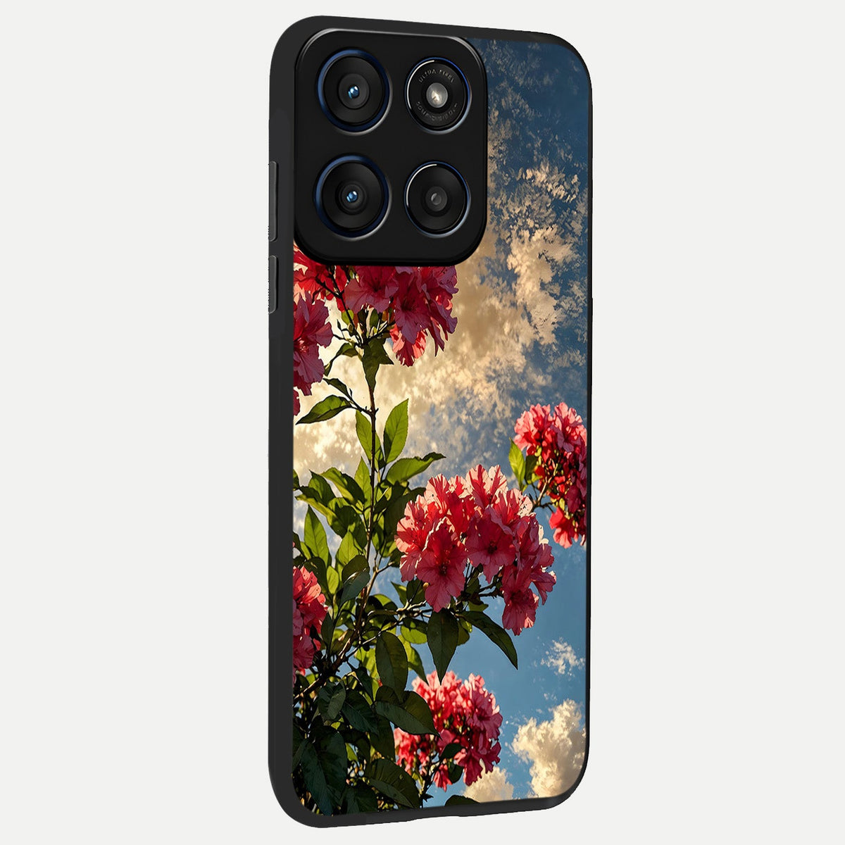  Red Bloom Skies back cover For Moto Edge 60 slim fit glass case with vibrant aesthetic design