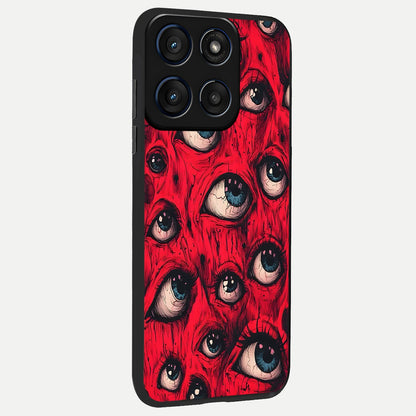  Red Eyes Pattern back cover For Moto Edge 60 slim fit glass case with vibrant aesthetic design