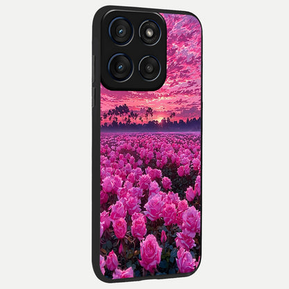  Rose Sunset Valley back cover For Moto Edge 60 slim fit glass case with vibrant aesthetic design