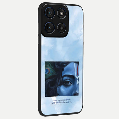 Spiritual Krishna back cover For Moto Edge 60 slim fit glass case with vibrant aesthetic design