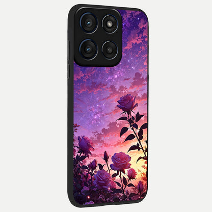 Starlit Rose Twilight back cover For Moto Edge 60 slim fit glass case with vibrant aesthetic design