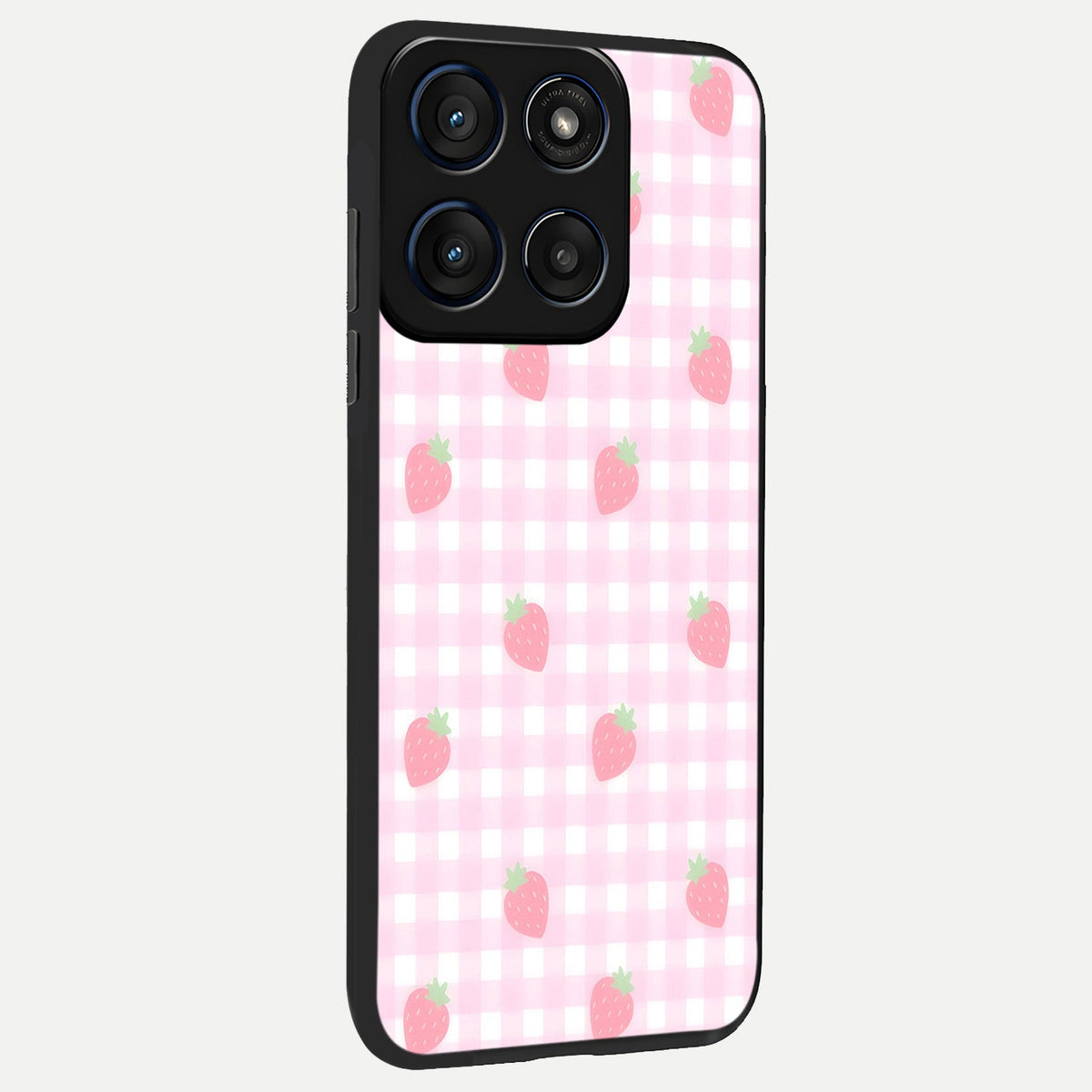  Strawberry Picnic Love back cover For Moto Edge 60 slim fit glass case with vibrant aesthetic design