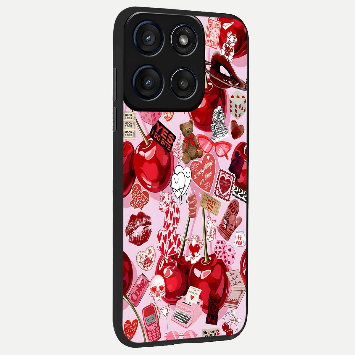  Sweet Cherry Chaos back cover For Moto Edge 60 slim fit glass case with vibrant aesthetic design