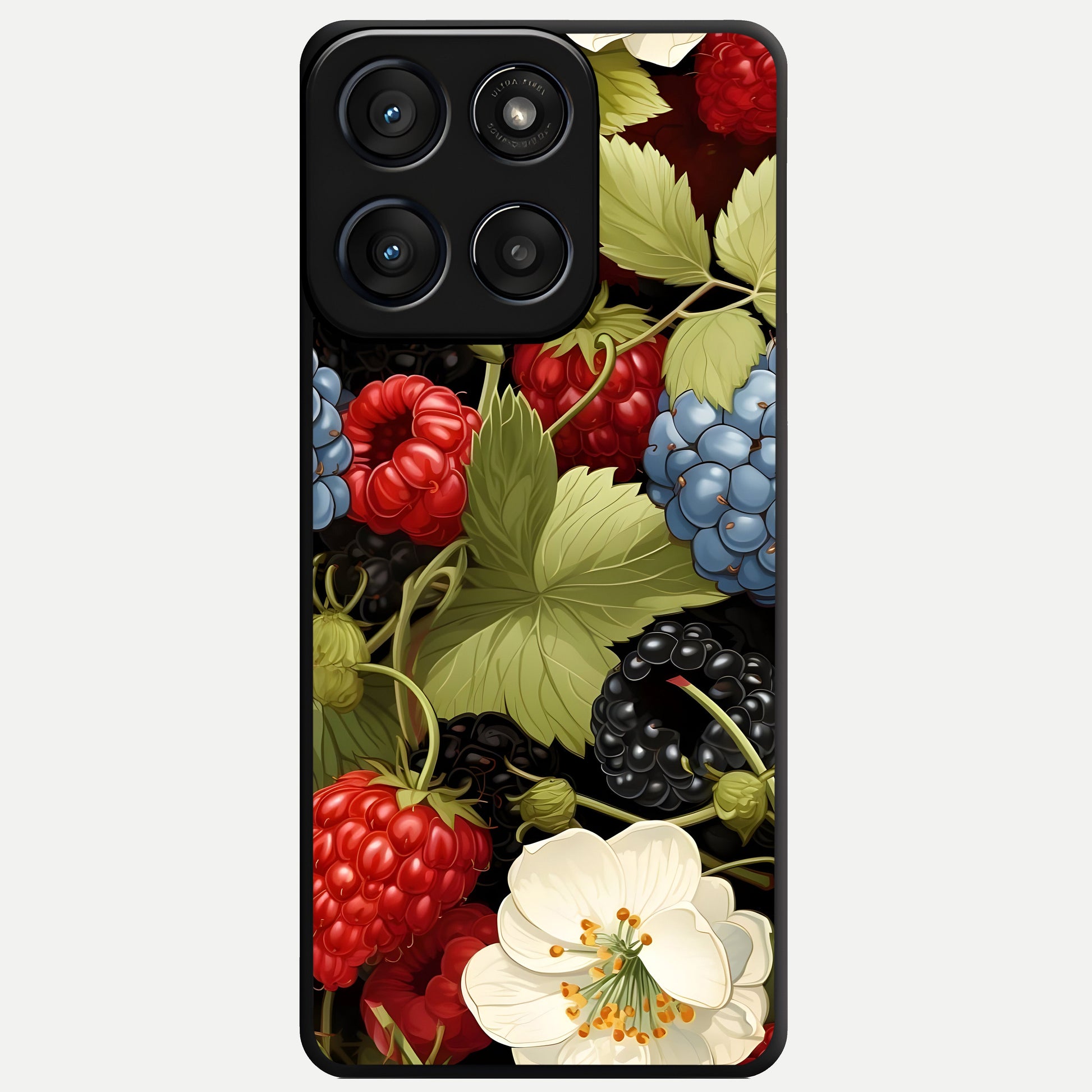  Berry Bloom Charm Glass Case For Moto Edge 60 Fusion back cover – full design glossy printed glass finish