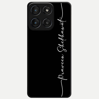  Black Tune Custom Name Glass Case For Moto Edge 60 Fusion back cover – full design glossy printed glass finish