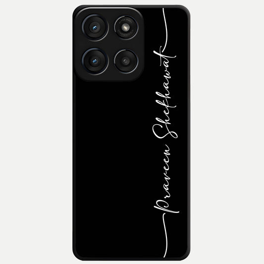  Black Tune Custom Name Glass Case For Moto Edge 60 Fusion back cover – full design glossy printed glass finish