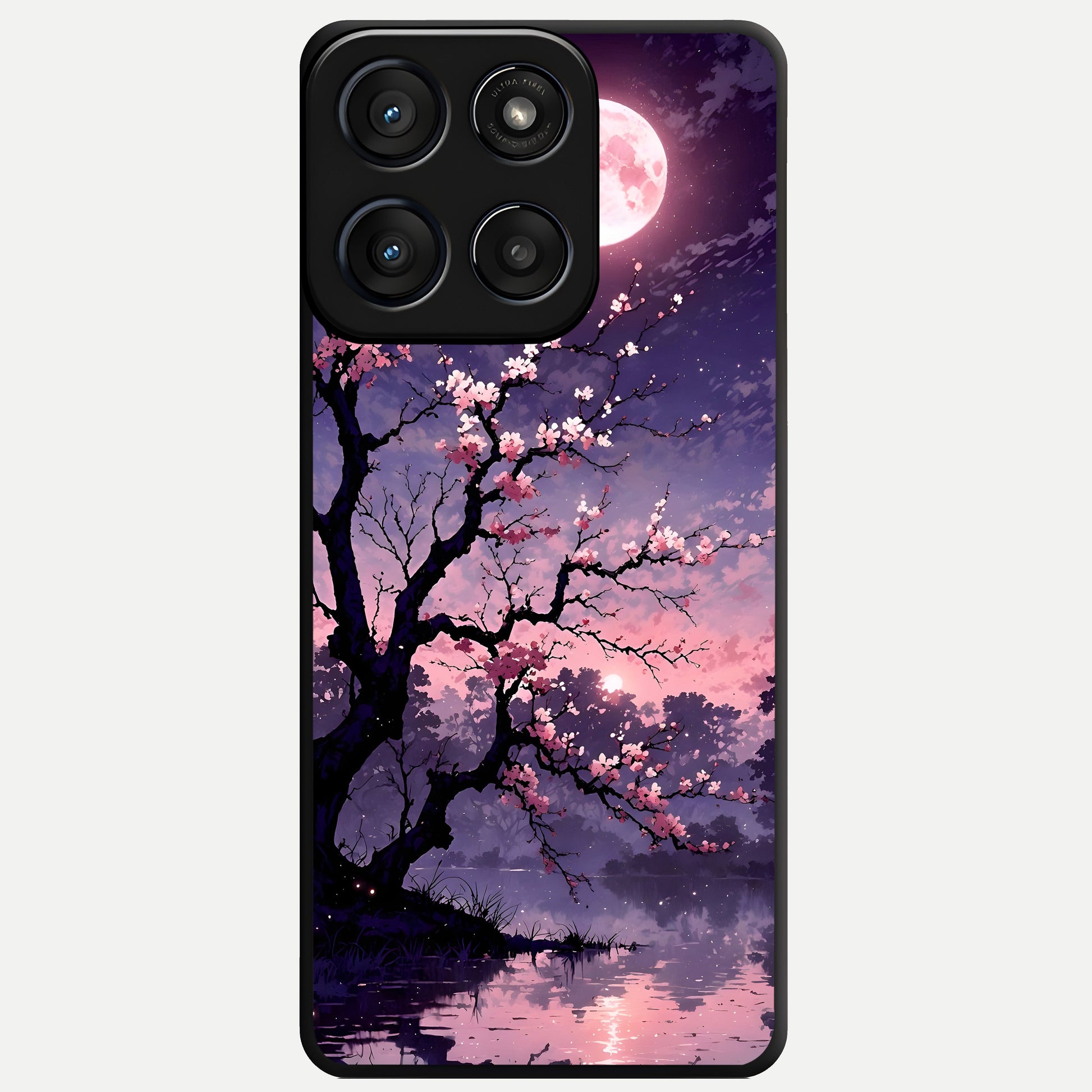  Blossom Pink Moon Glass Case For Moto Edge 60 Fusion back cover – full design glossy printed glass finish