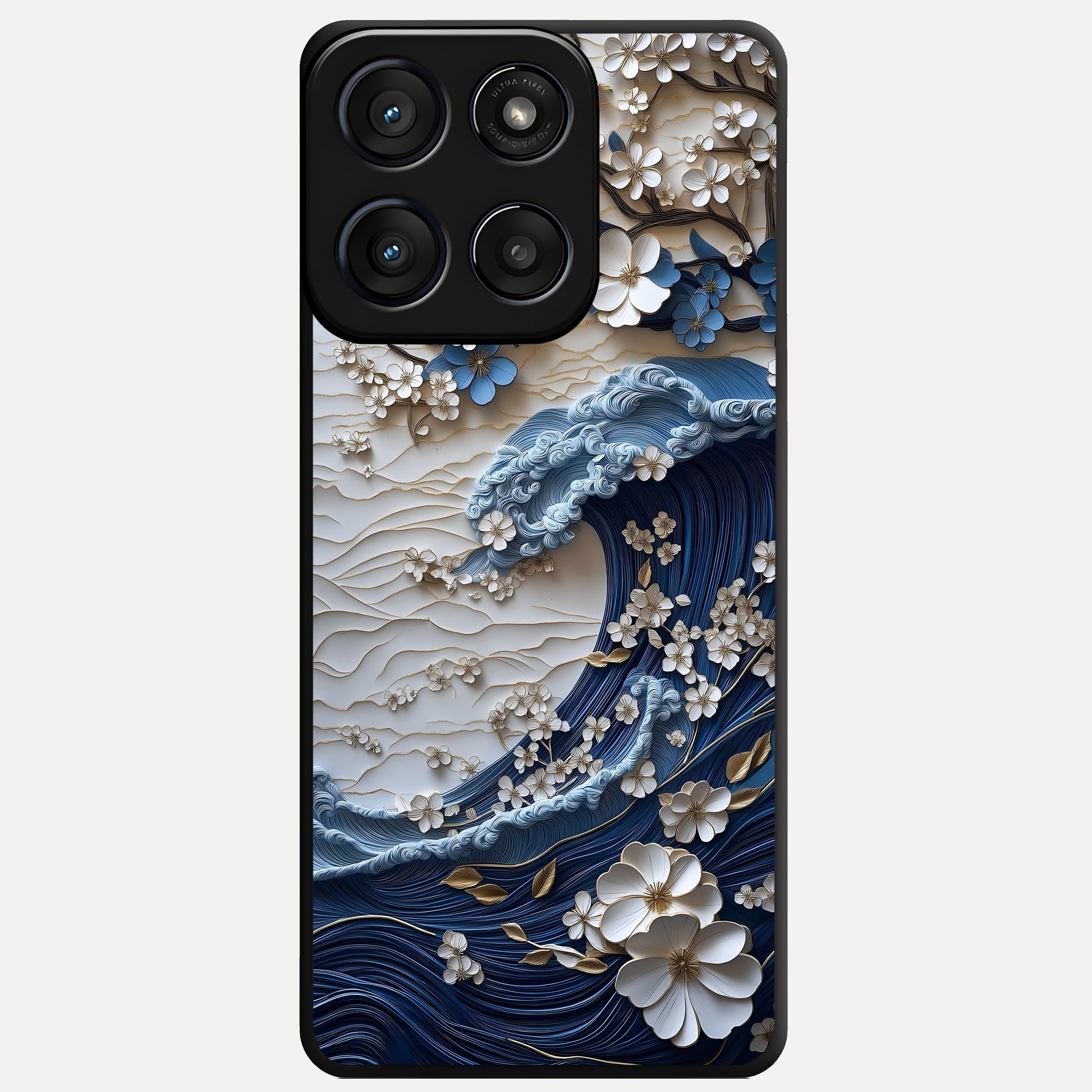  Blossom Wave Art Glass Case For Moto Edge 60 Fusion back cover – full design glossy printed glass finish