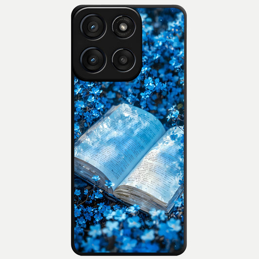  Blue Bloom Tales Glass Case For Moto Edge 60 Fusion back cover – full design glossy printed glass finish