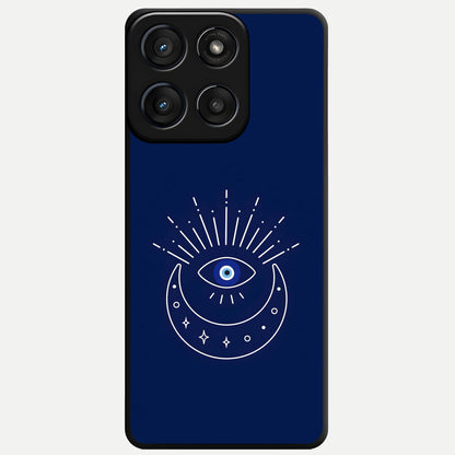  Blue Evil Eye Glass Case For Moto Edge 60 Fusion back cover – full design glossy printed glass finish