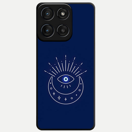 Blue Evil Eye Glass Case For Moto Edge 60 Fusion back cover – full design glossy printed glass finish