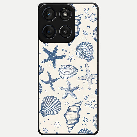  Blue Ocean Outline Glass Case For Moto Edge 60 Fusion back cover – full design glossy printed glass finish