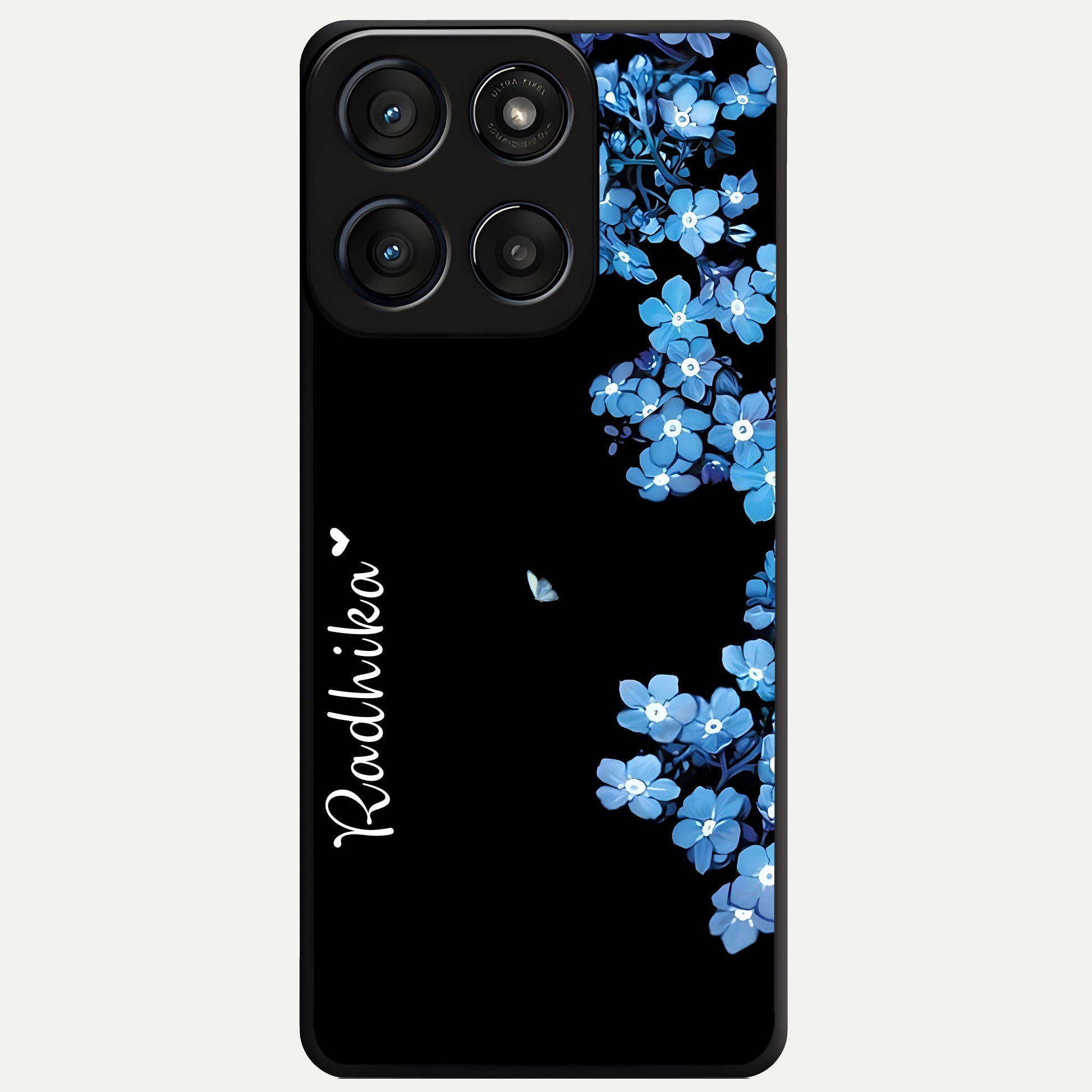  Blue Petal Dream Custom Name Glass Case For Moto Edge 60 Fusion back cover – full design glossy printed glass finish